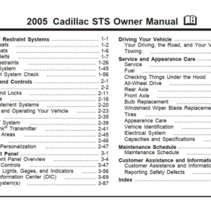 Cadillac Sts 2005 Owner's Manual