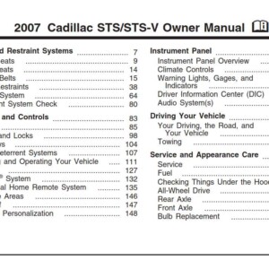 Cadillac Sts 2007 Owner's Manual