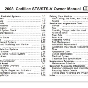 Cadillac Sts 2008 Owner's Manual