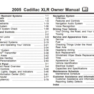 Cadillac Xlr 2005 Owner's Manual
