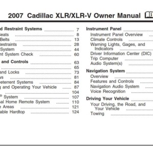 Cadillac Xlr 2007 Owner's Manual
