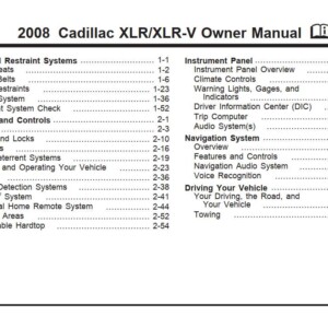 Cadillac Xlr 2008 Owner's Manual