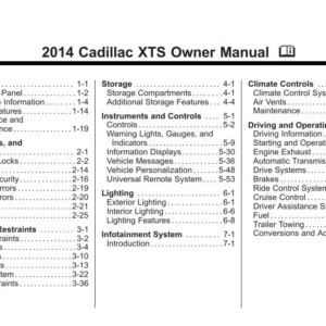 Cadillac Xts 2014 Owner's Manual