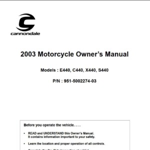 Cannondale 440 E C S X 2003 Owner’s Manual