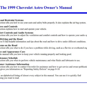 Chevrolet Astro 1999 Owner's Manual