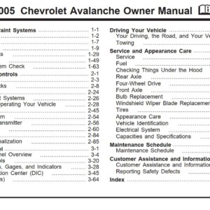 Chevrolet Avalanche 2005 Owner's Manual