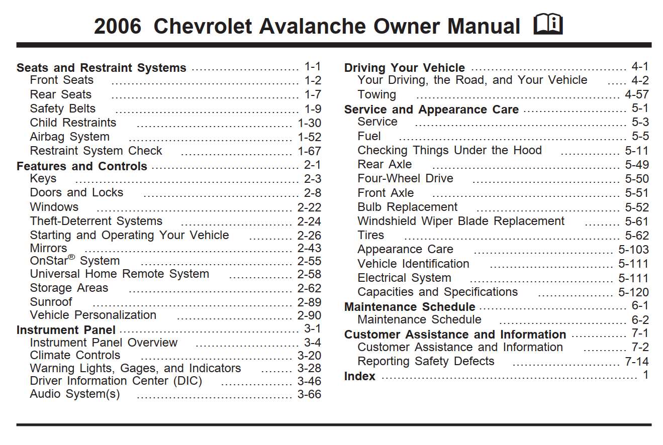 Chevrolet Avalanche 2006 Owner's Manual