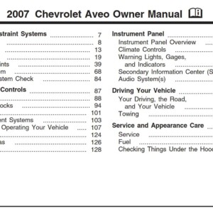 Chevrolet Aveo 2007 Owner's Manual