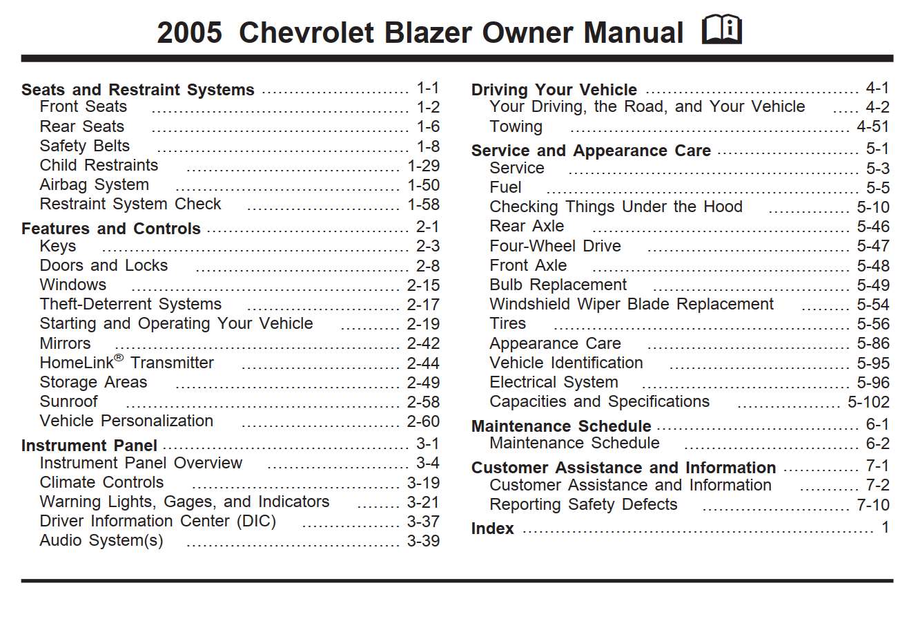 Chevrolet Blazer 2005 Owner's Manual