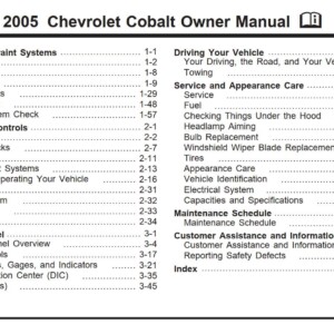 Chevrolet Cobalt 2005 Owner's Manual