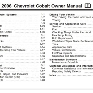 Chevrolet Cobalt 2006 Owner's Manual