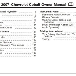 Chevrolet Cobalt 2007 Owner's Manual