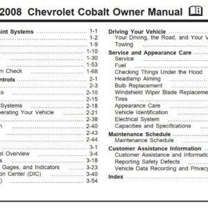 Chevrolet Cobalt 2008 Owner's Manual