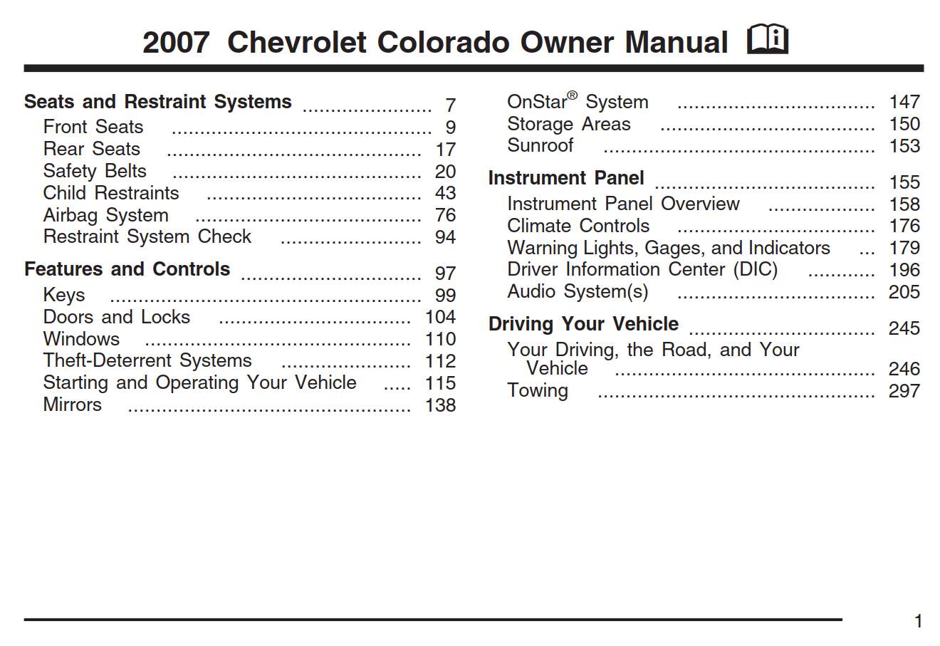 Chevrolet Colorado 2007 Owner's Manual
