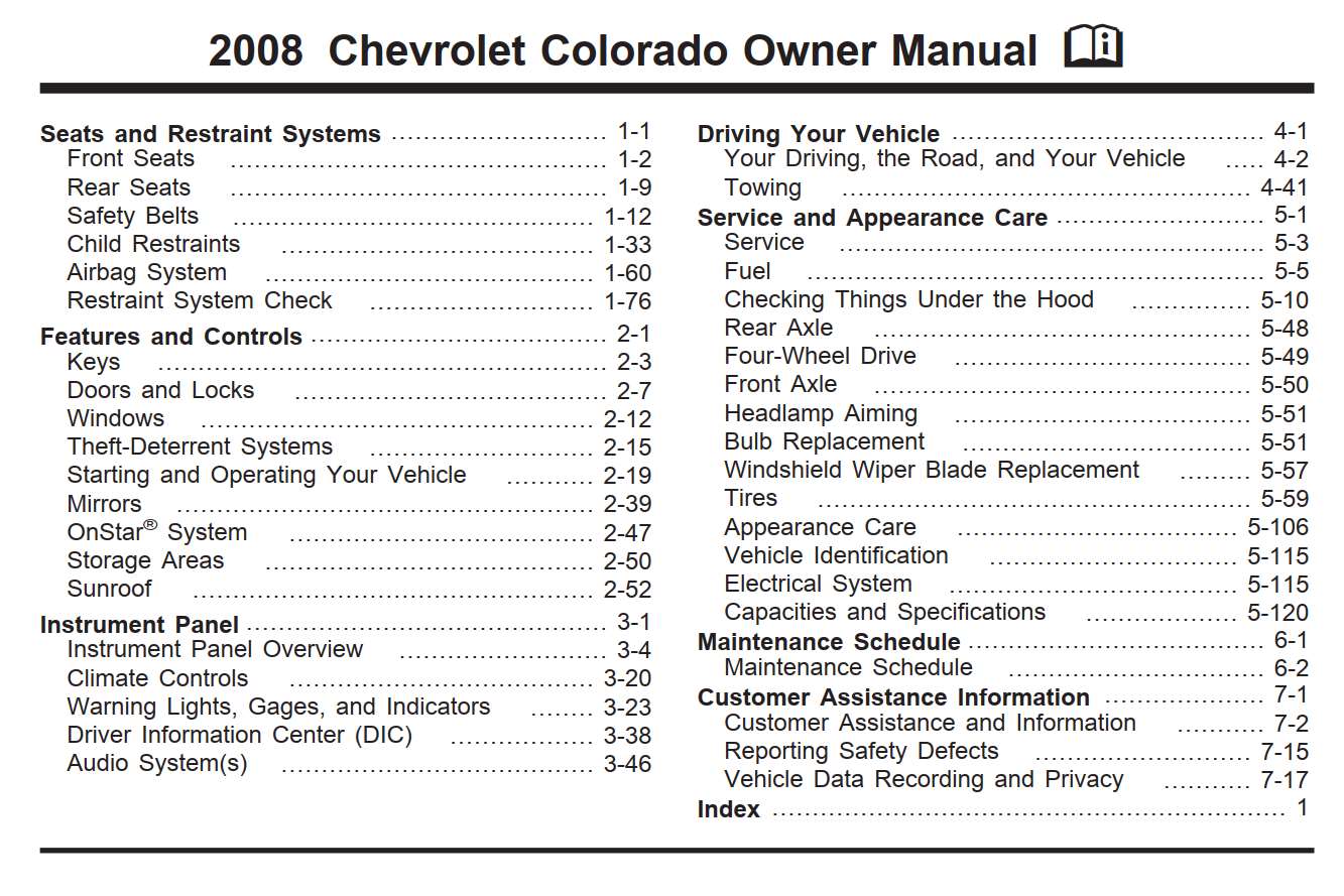 Chevrolet Colorado 2008 Owner's Manual