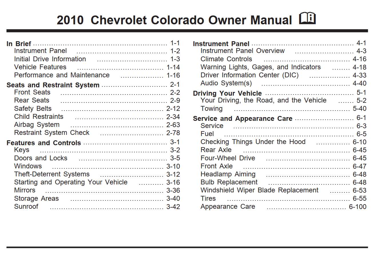 Chevrolet Colorado 2010 Owner's Manual