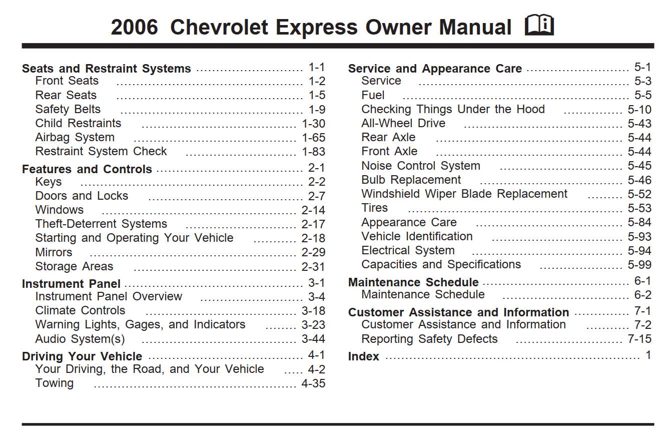 Chevrolet Express 2006 Owner's Manual