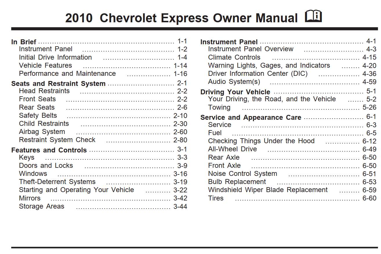 Chevrolet Express 2010 Owner's Manual