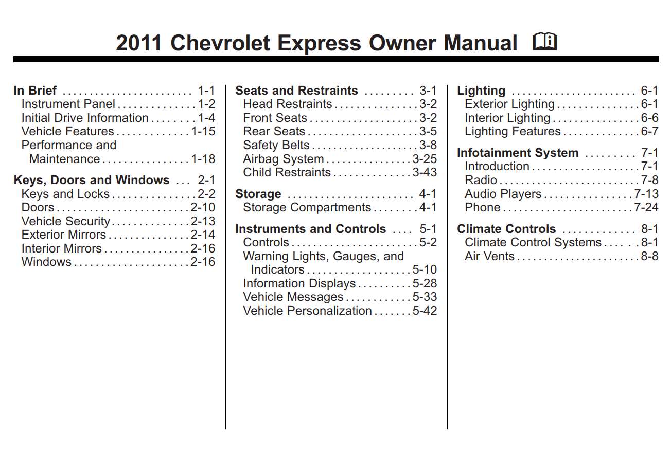 Chevrolet Express 2011 Owner's Manual – PDF Download