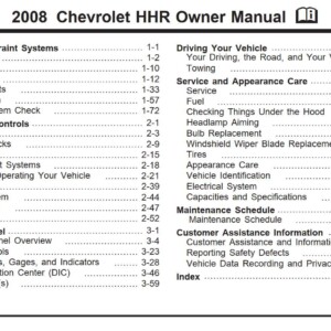 Chevrolet Hhr 2008 Owner's Manual