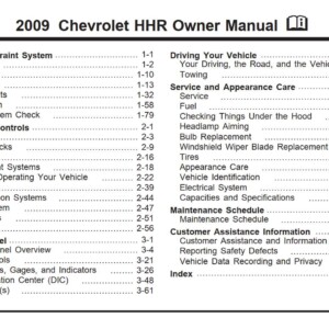 Chevrolet Hhr 2009 Owner's Manual