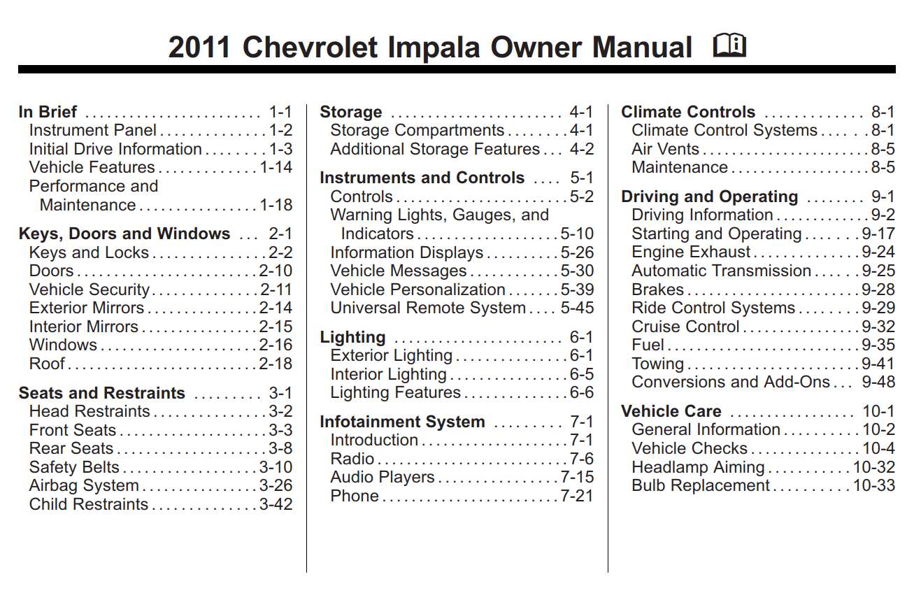 Chevrolet Impala 2011 Owner's Manual
