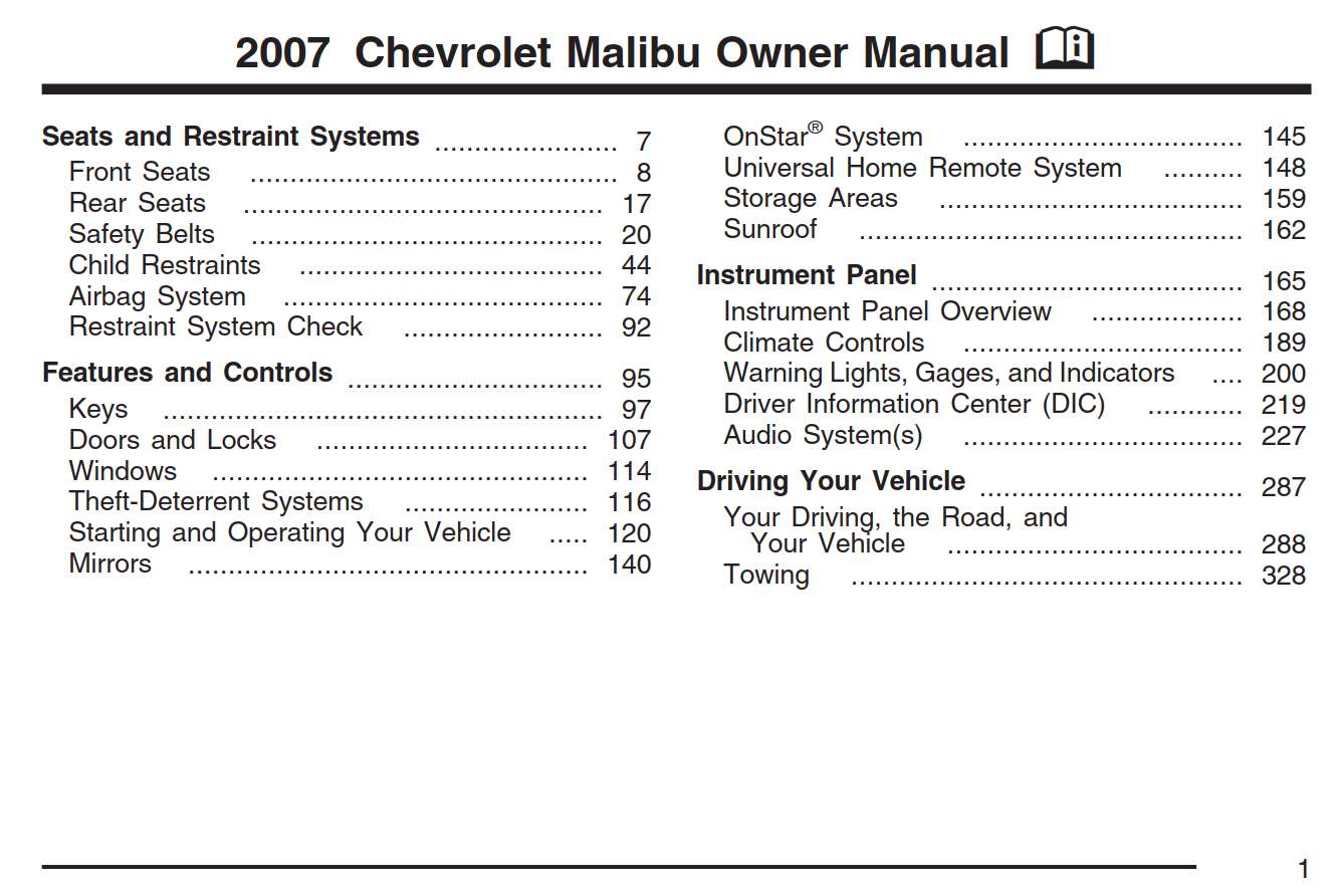Chevrolet Malibu 2007 Owner's Manual – PDF Download