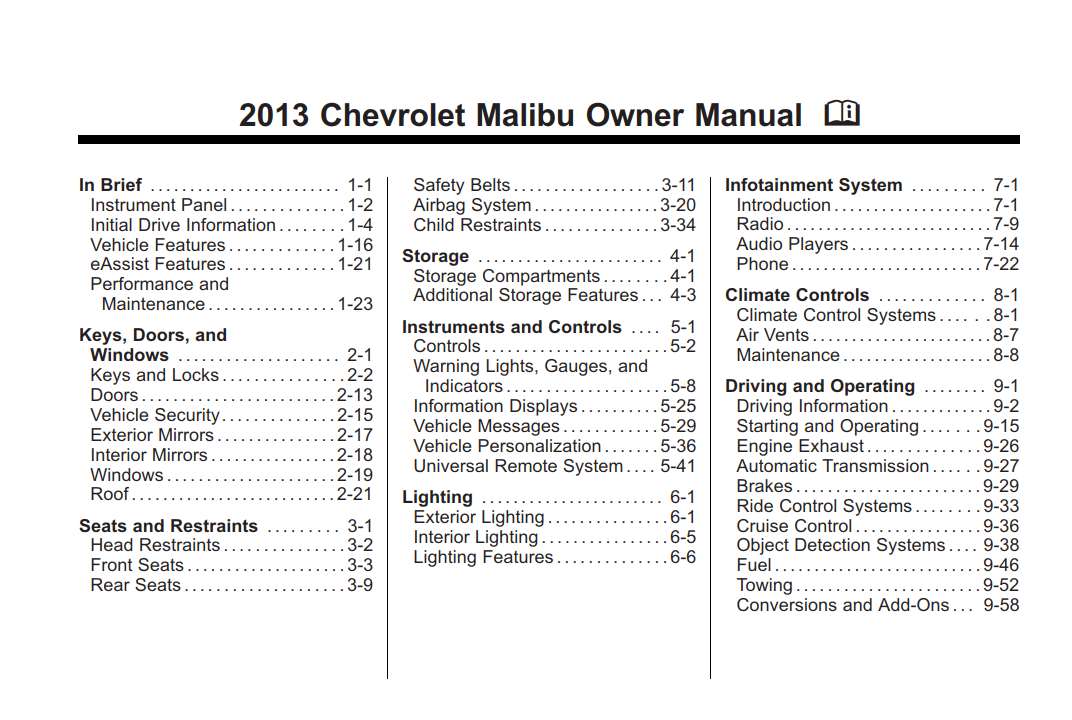 Chevy Malibu Owners Manual