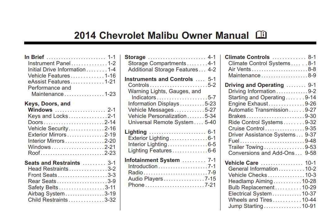 Chevrolet Malibu Ls 2014 Owner’s Manual
