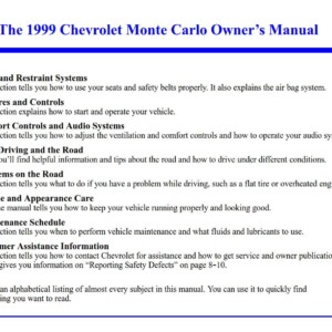 Chevrolet Monte Carlo 1999 Owner's Manual