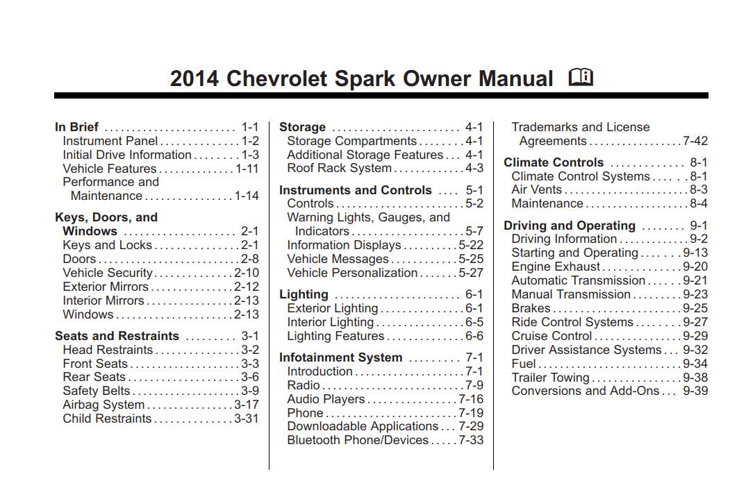 Chevrolet Spark 2014 Owner's Manual