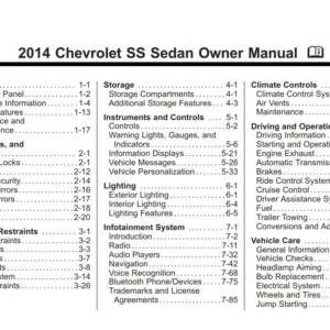 Chevrolet Ss 2014 Owner's Manual