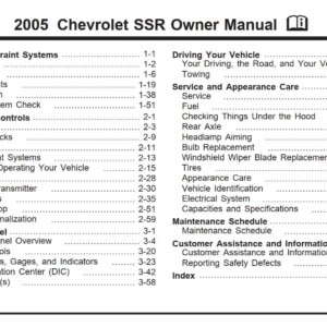 Chevrolet Ssr 2005 Owner's Manual