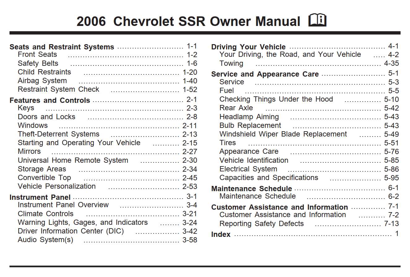 Chevrolet Ssr 2006 Owner's Manual