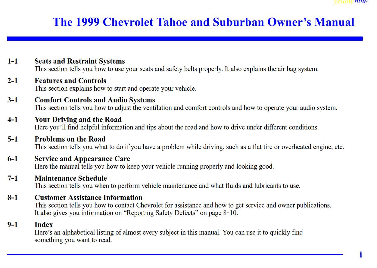 Chevrolet Suburban 1999 Owner's Manual