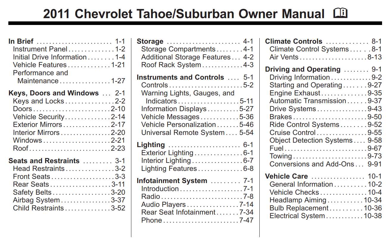 Chevrolet Suburban 2011 Owner's Manual