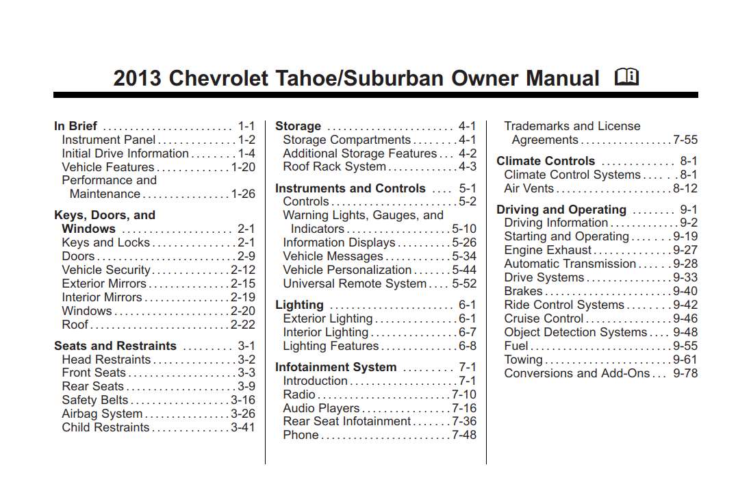 Chevrolet Suburban Tahoe 2013 Owner's Manual