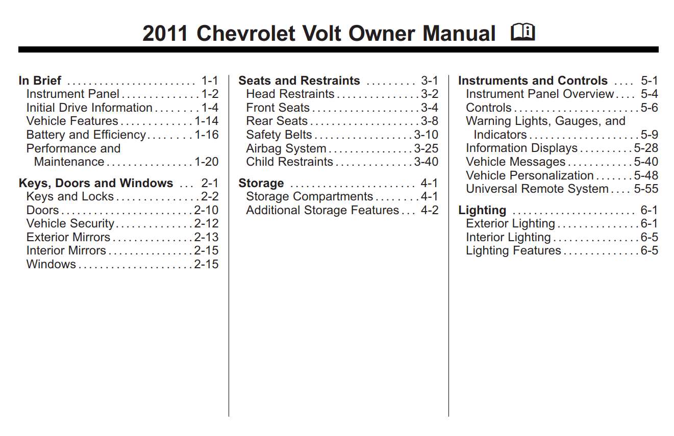 Chevrolet Volt 2011 Owner's Manual