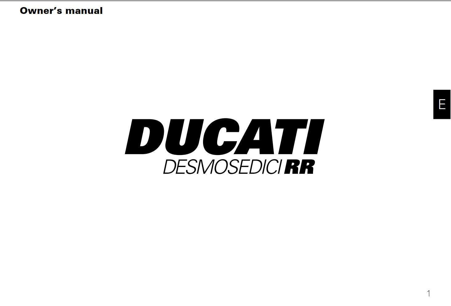 Ducati D16RR 2008 Owner’s Manual