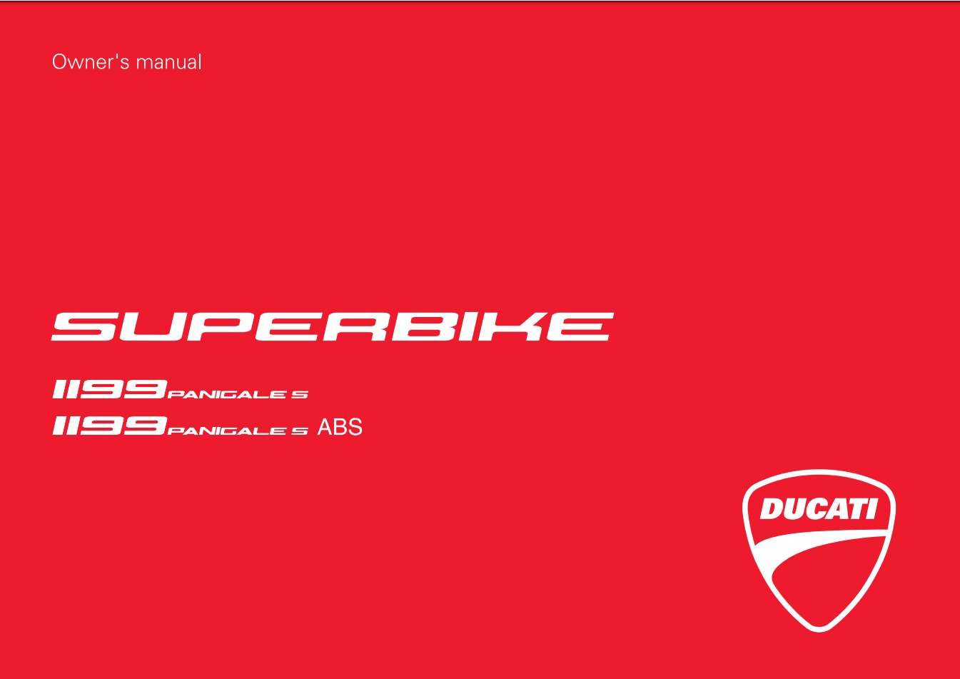 Ducati SBK 1199s 1199s Abs USA MY13 2012 Owner’s Manual