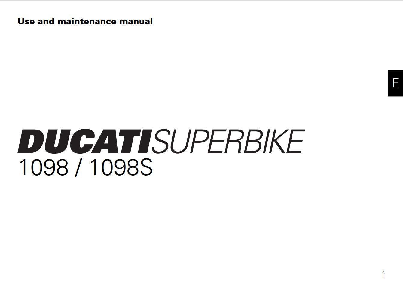 Ducati SBK1098 2007 Owner’s Manual