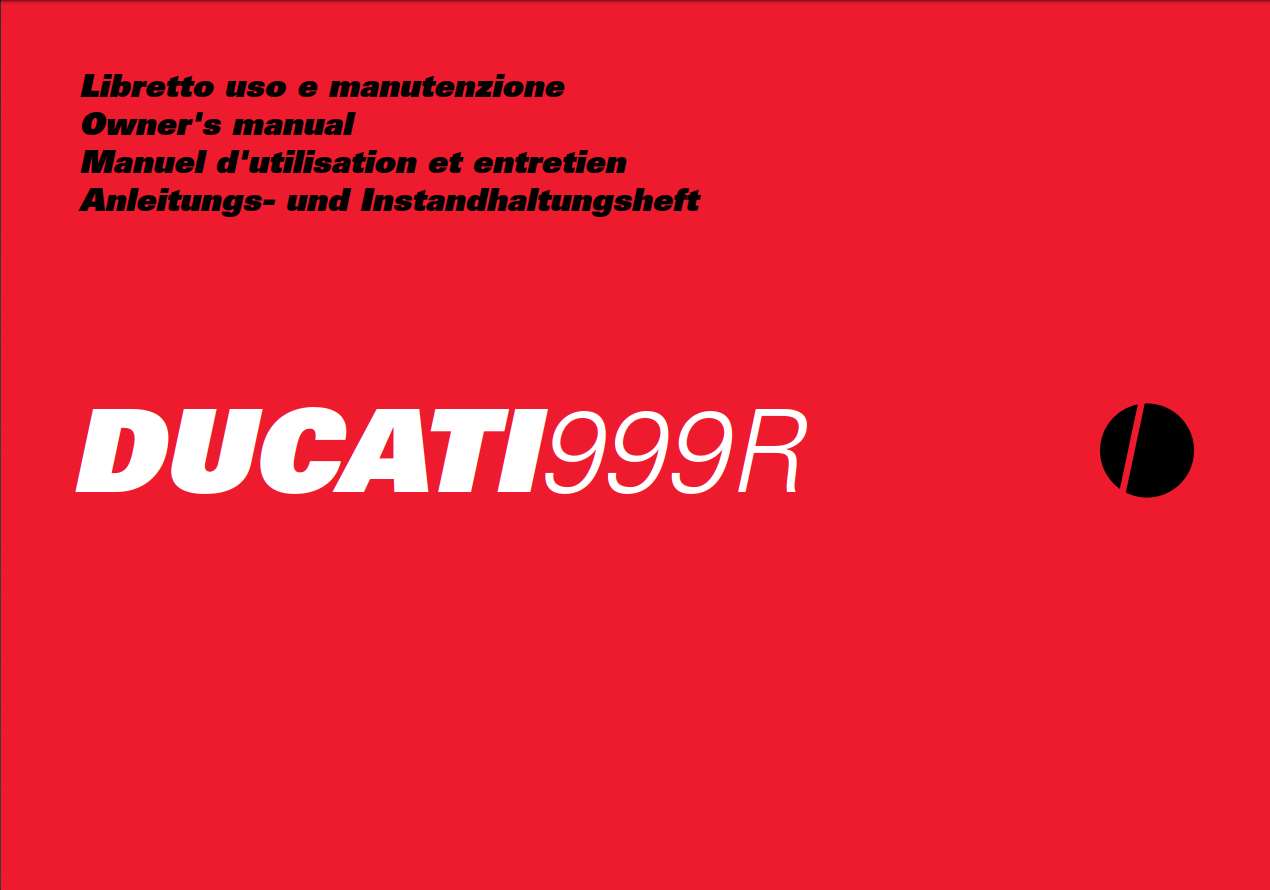 Ducati SBK999R 2004 Owner’s Manual