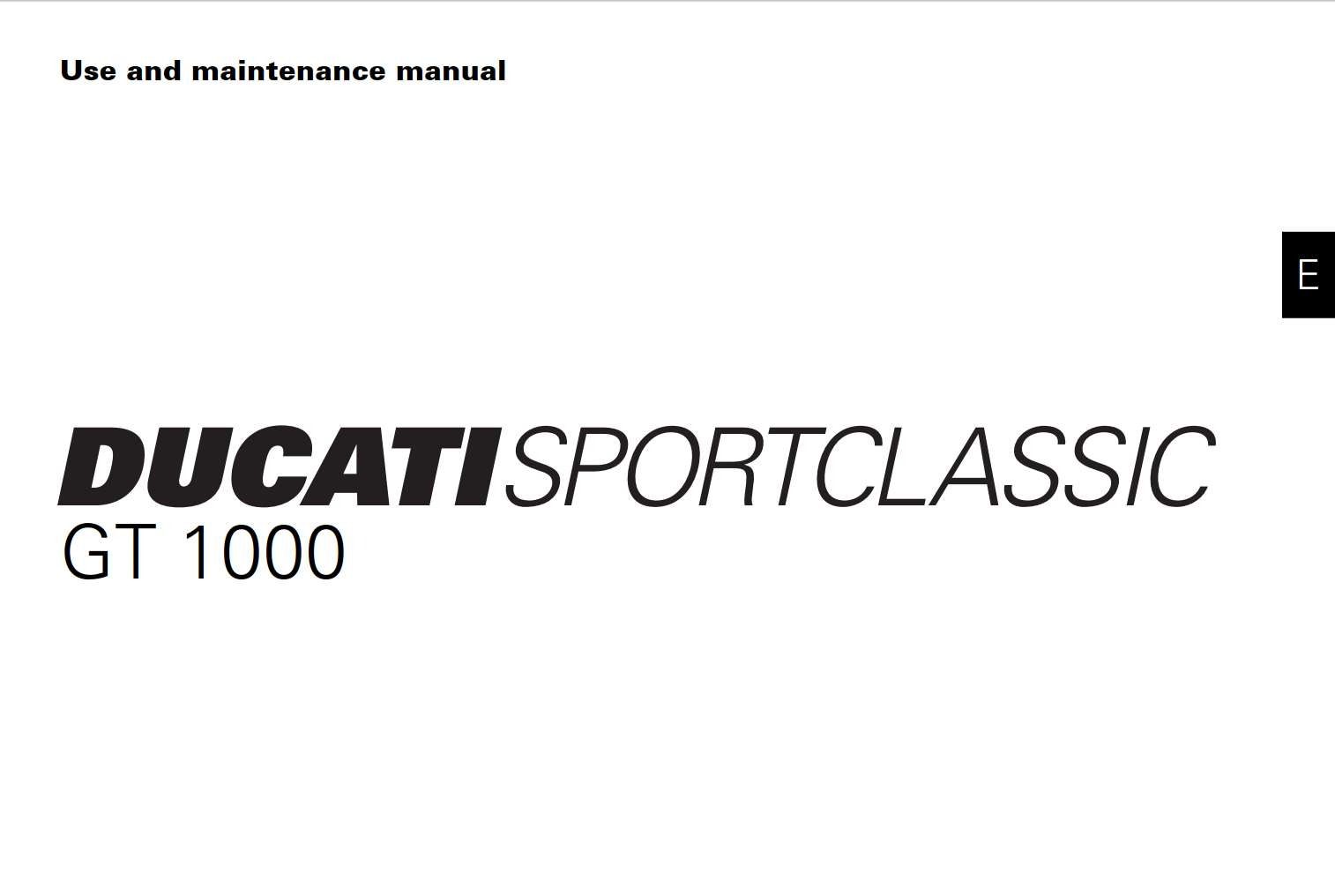 Ducati Sporting Classic GT1000 2008 Owner’s Manual