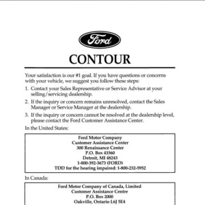 Ford Contour 1997 Owner's Manual