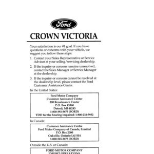 Ford Crown Victoria 1996 Owner's Manual