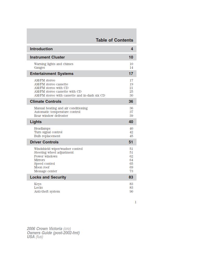 Ford Crown Victoria 2006 Owner's Manual