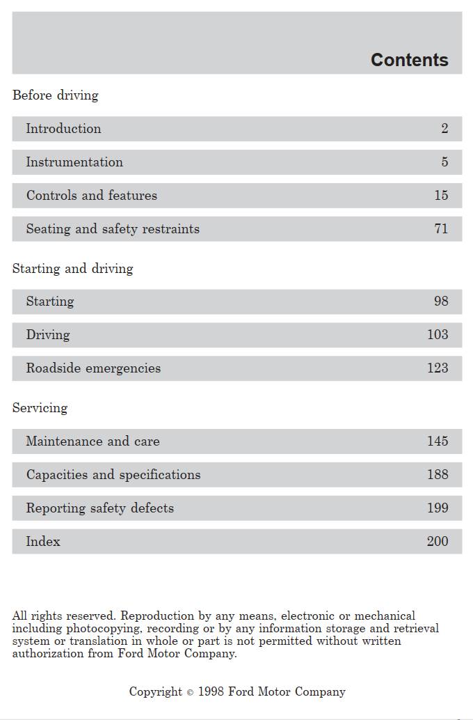 Ford E-150 1999 Owner's Manual