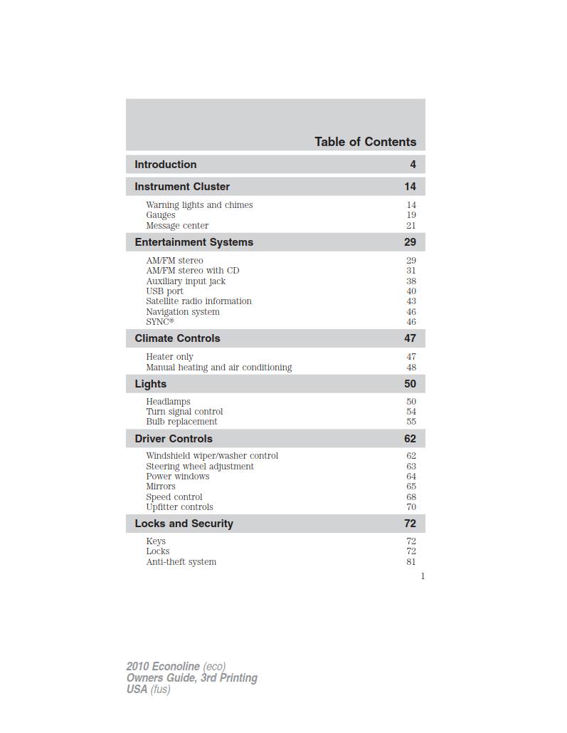 Ford E-350 2010 Owner's Manual