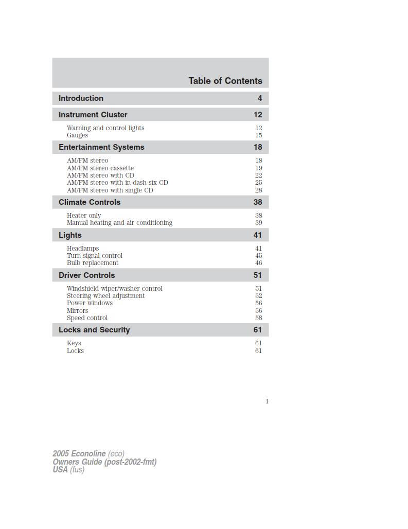 Ford E-450 2005 Owner's Manual