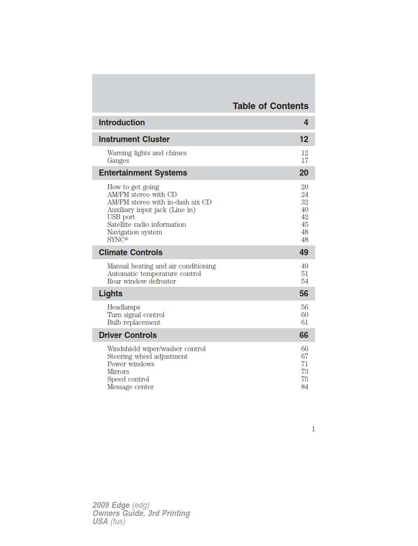 Ford Edge 2009 Owner's Manual